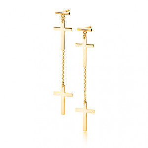Cercei argint lungi cu lant si cruciulite placati cu aur galben DiAmanti Z1722EG-DIA (Argint 925‰ 1,9 g.)